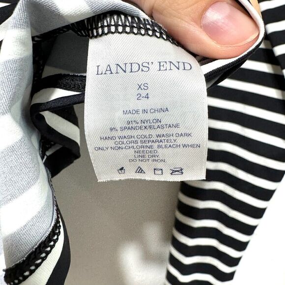 Lands' End Top Spandex Long Sleeve Black & White Stripe Base Layer Womens sz XS - Picture 4 of 6